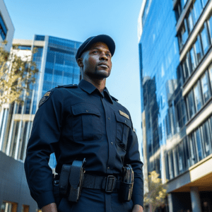 professional security guard service at an office building