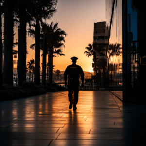 security guard service patrolling a building